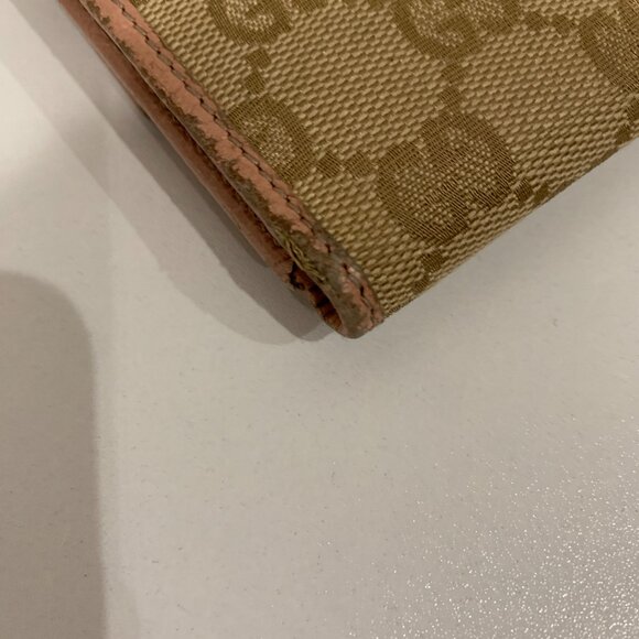 Gucci Beige GG Canvas Long Wallet Sku#84184 (Gently used, snap loose) - Picture 4 of 12
